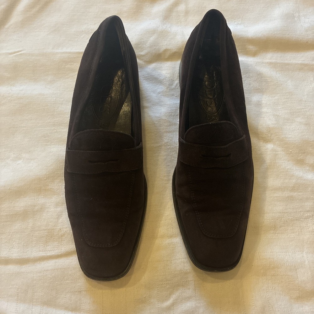 Tod's Brown Suede Penny Loafers Size 5 1/2 Made In Italy